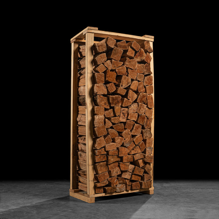 A wooden rack of maple cooking wood logs