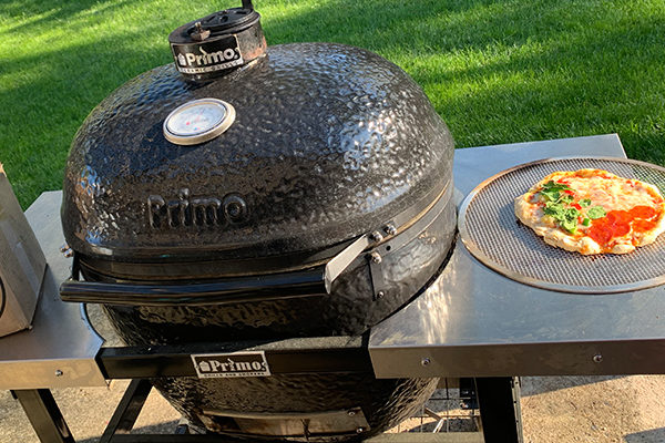 Cooked Pizza on Kamado Grill